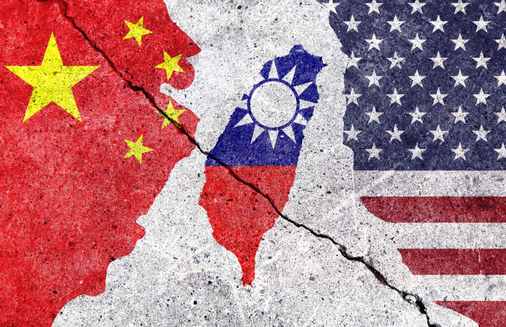 China, Taiwan, U.S. Flags